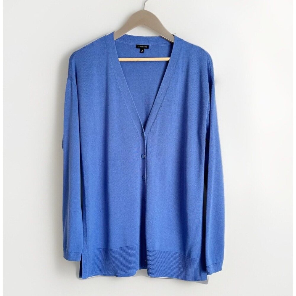 Talbots Biscayne Blue Cardigan Sweater Women’s Medium Minimalist Layering